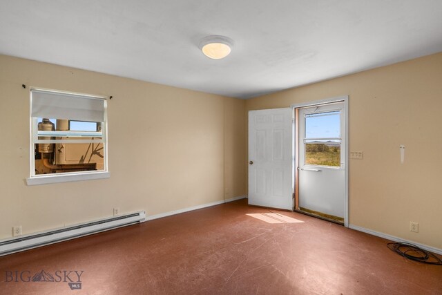 6385 Mt Highway 41, Whitehall, MT 59759 - unfurnished room with a baseboard heating unit and concrete floors