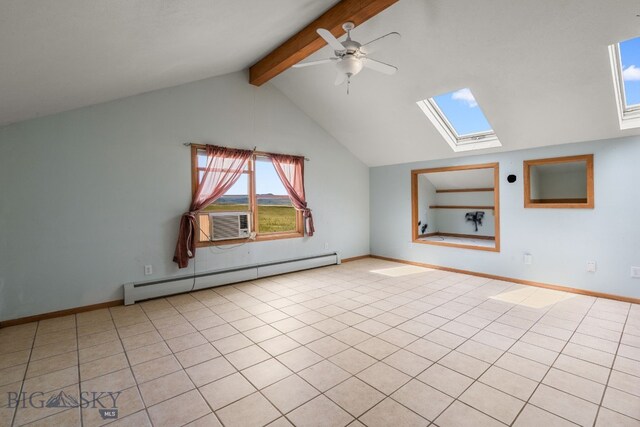 6385 Mt Highway 41, Whitehall, MT 59759 - bonus room with a baseboard radiator, a skylight, a ceiling fan, and light tile patterned flooring