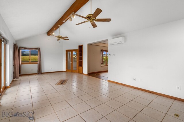 6385 Mt Highway 41, Whitehall, MT 59759 - unfurnished room with a wall mounted AC, ceiling fan, and light tile patterned flooring