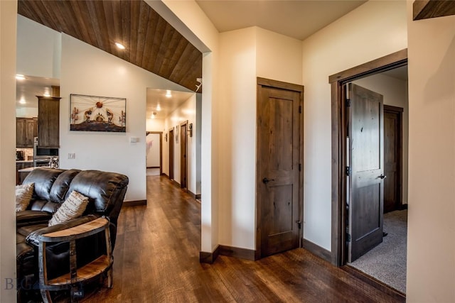 8 Sunset Ct, Ennis, MT 59729 - hall with dark wood finished floors and vaulted ceiling