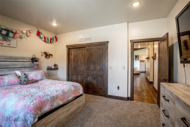 8 Sunset Ct, Ennis, MT 59729 - bedroom featuring carpet flooring, a closet, and recessed lighting