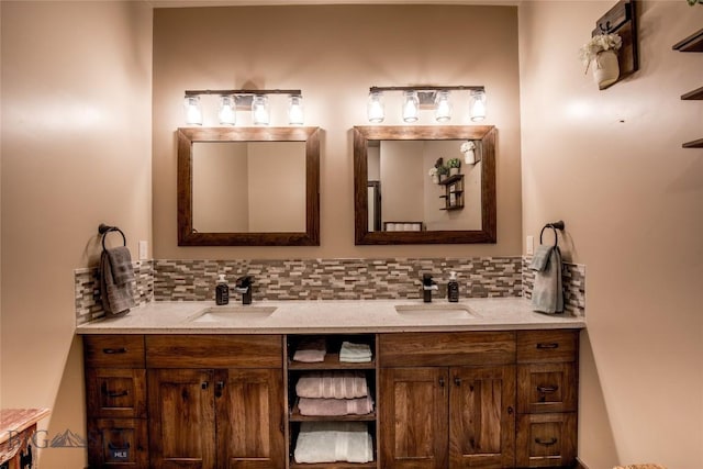 8 Sunset Ct, Ennis, MT 59729 - full bathroom with double vanity and decorative backsplash