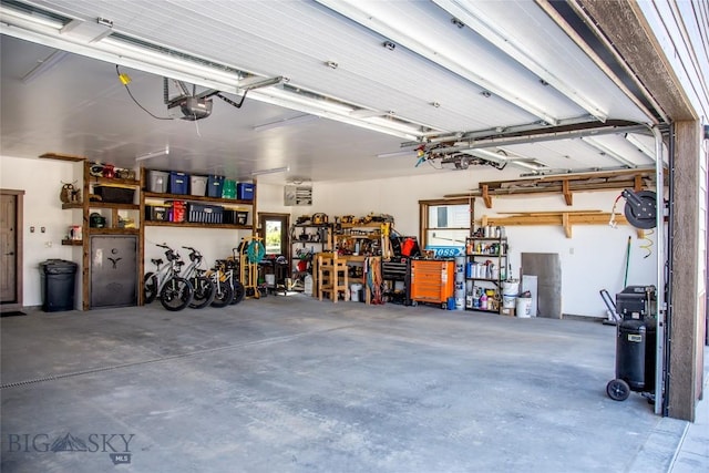 8 Sunset Ct, Ennis, MT 59729 - garage with a garage door opener and a workshop area