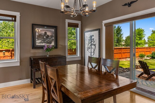 109 Baker St, Belgrade, MT 59714 - dining room featuring a chandelier, healthy amount of natural light, and light wood-style flooring