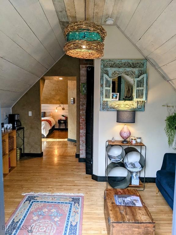 401 S Bozeman Ave, Bozeman, MT 59715 - hall with vaulted ceiling, wood ceiling, and wood finished floors