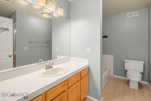 104 S Yellowstone Ave Unit 1, Bozeman, MT 59718 - full bathroom featuring vanity, a shower, tile patterned flooring, and a bath