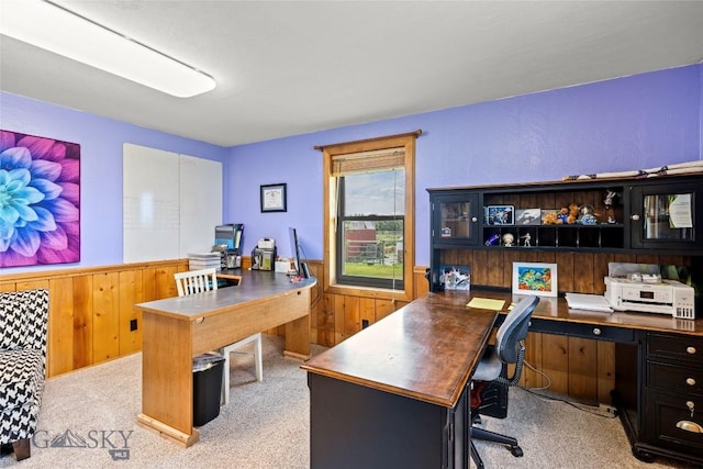 3573 Spain Bridge Rd, Belgrade, MT 59714 - carpeted home office featuring a wainscoted wall and wood walls
