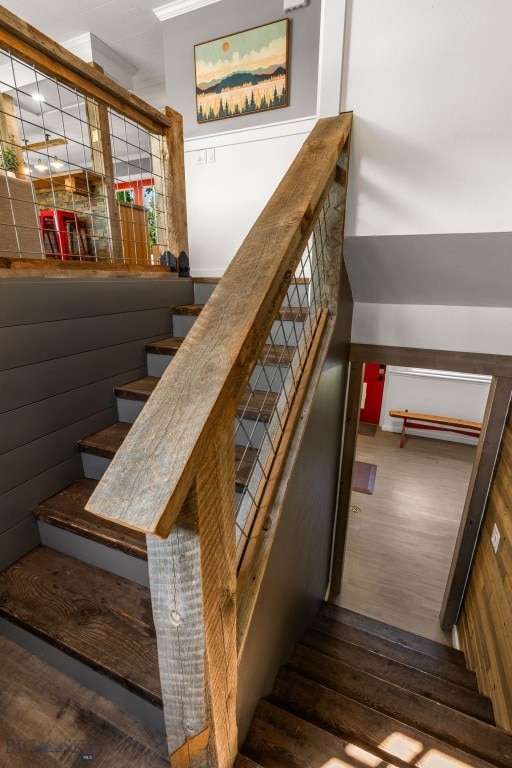 24151 Frontage Rd, Bozeman, MT 59718 - stairway featuring wood finished floors