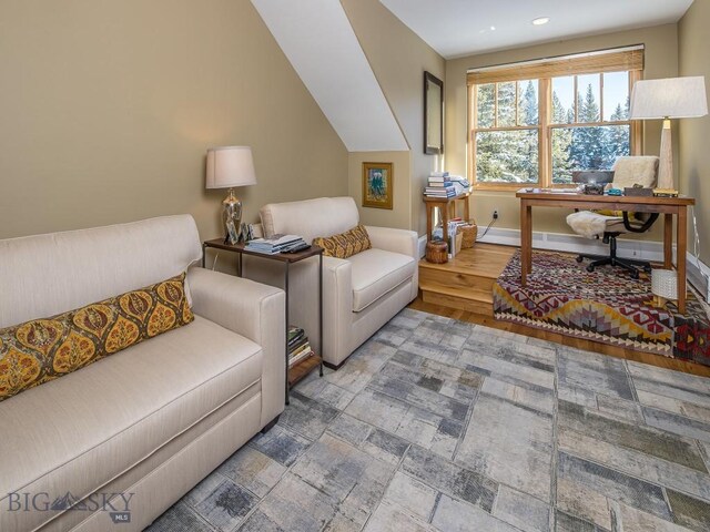 1255 Andesite Rd, Big Sky, MT 59716 - living area with recessed lighting and an office area