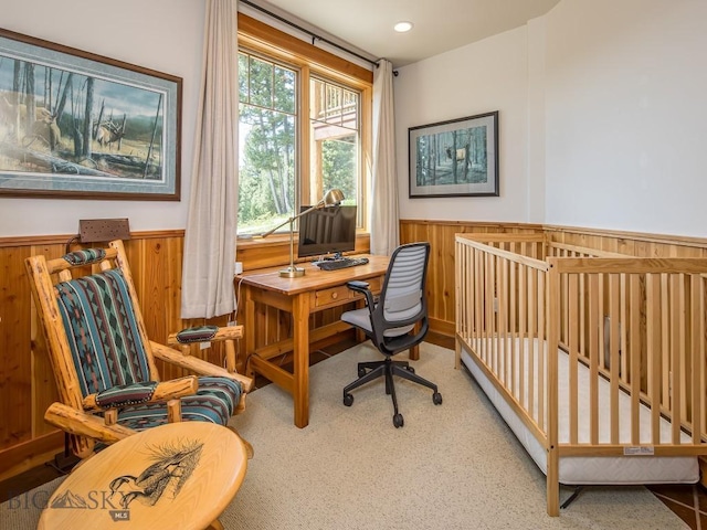 725 Sandhill Rd, Big Sky, MT 59716 - office with wainscoting and wood walls