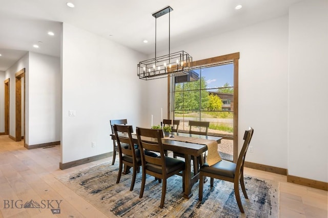 33 Leachman Ln, Bozeman, MT 59718 - dining space with a chandelier, recessed lighting, and light wood-style flooring