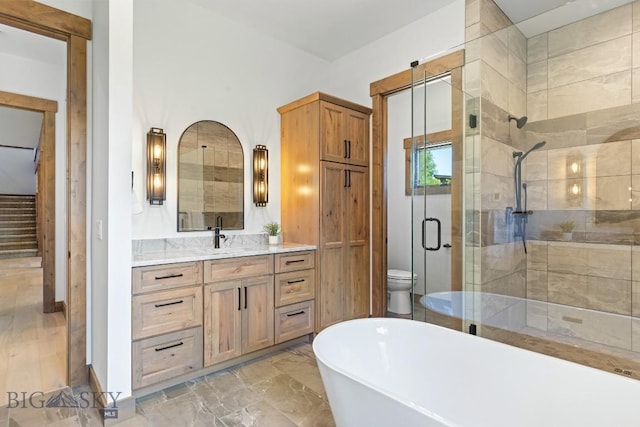 33 Leachman Ln, Bozeman, MT 59718 - bathroom with a soaking tub, a shower stall, and vanity