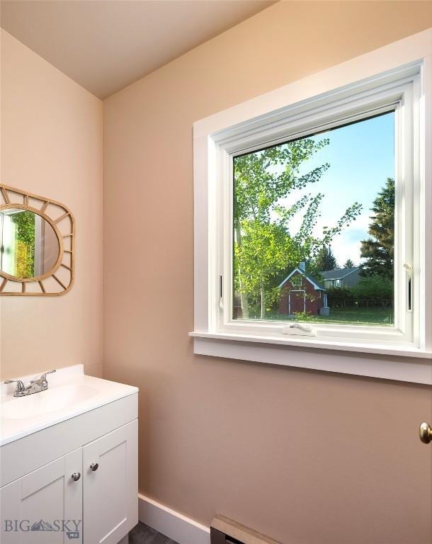 8373 Goldenstein Ln, Bozeman, MT 59715 - bathroom with vanity and baseboards