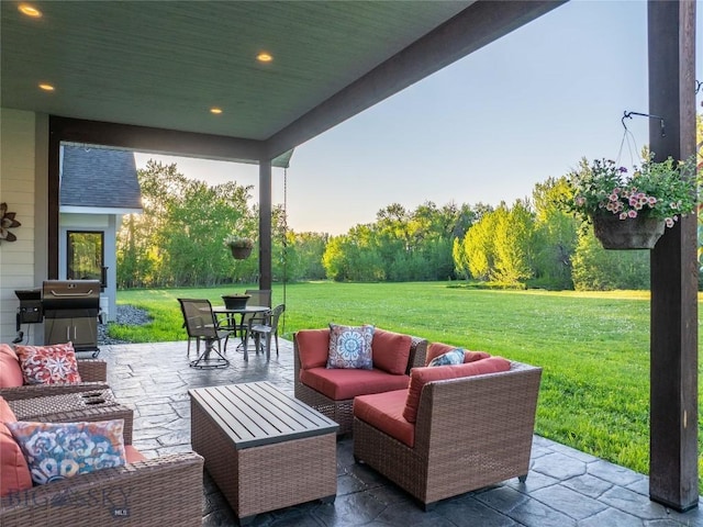13011 Cottonwood Canyon Rd, Bozeman, MT 59718 - view of patio featuring an outdoor hangout area, area for grilling, and outdoor dining space