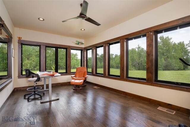 13011 Cottonwood Canyon Rd, Bozeman, MT 59718 - sunroom featuring healthy amount of natural light, recessed lighting, and wood finished floors
