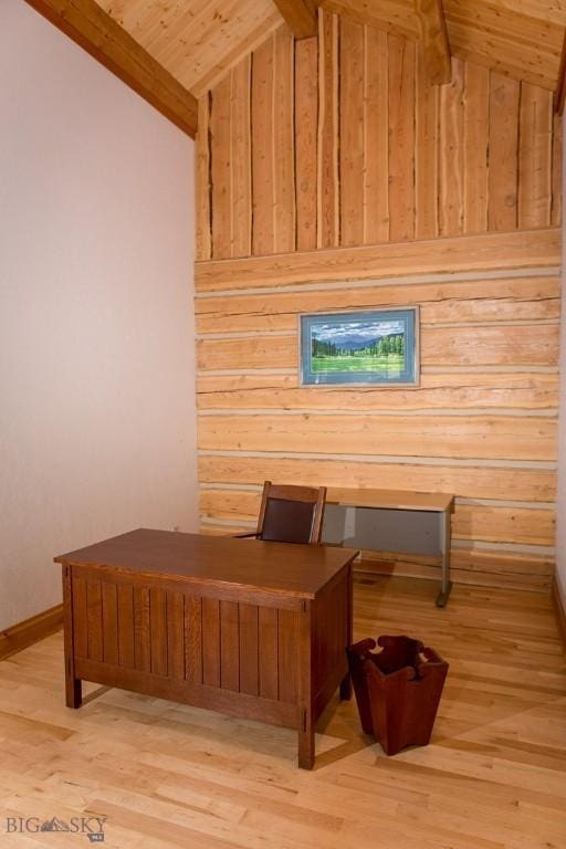 8337 Lamar Trl, Lolo, MT 59847 - office space with light wood finished floors and wood ceiling