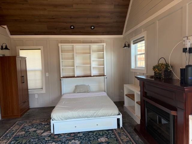 308 E 4th St, Anaconda, MT 59711 - bedroom with vaulted ceiling, wooden ceiling, and a decorative wall