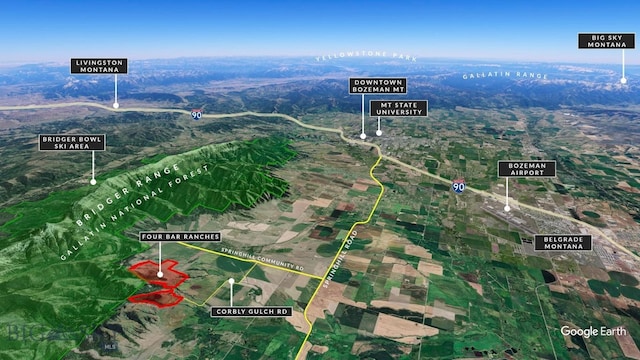 FourBarRanches Corbly Gulch, Belgrade, MT 59714 - map / location featuring property boundaries highlighted