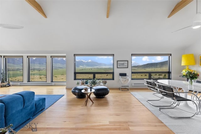 145 Spring Creek Hills Rd, Livingston, MT 59047 - living area featuring wood finished floors and ceiling fan