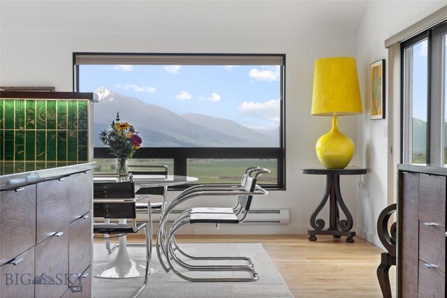 145 Spring Creek Hills Rd, Livingston, MT 59047 - home office with healthy amount of natural light, wood finished floors, and a mountain view