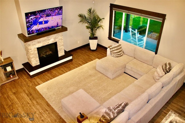 176 Travelers, Manhattan, MT 59741 - living room featuring wood finished floors and a fireplace