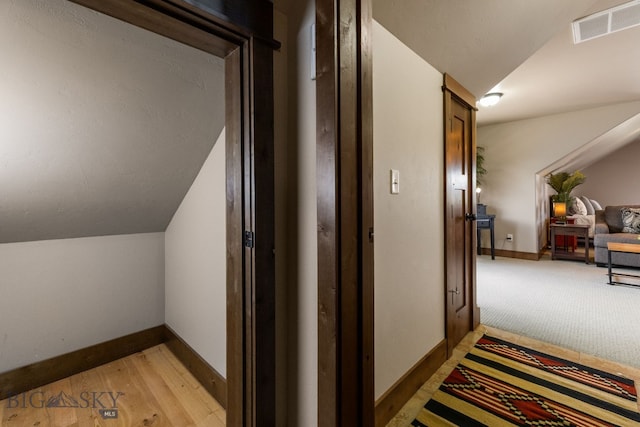 2497 Northview, Bozeman, MT 59715 - hallway with lofted ceiling and light wood-type flooring