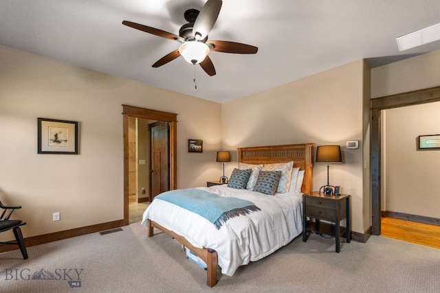 2497 Northview, Bozeman, MT 59715 - bedroom featuring light colored carpet and ceiling fan