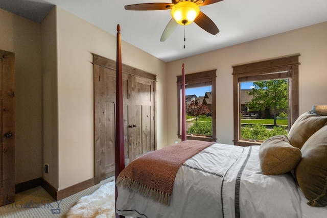 2497 Northview, Bozeman, MT 59715 - bedroom with light carpet and a ceiling fan