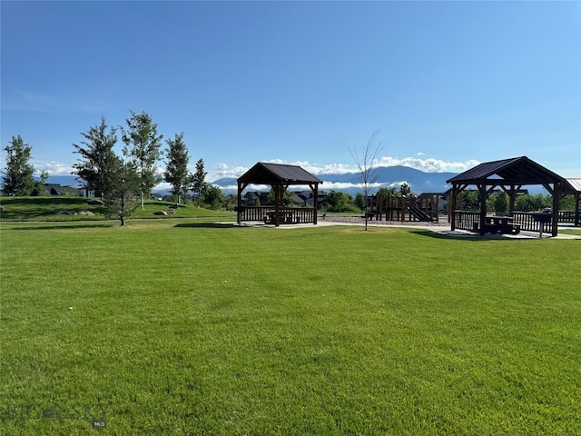 1792 Windrow Dr, Bozeman, MT 59718 - view of community featuring a gazebo, a lawn, and a mountain view