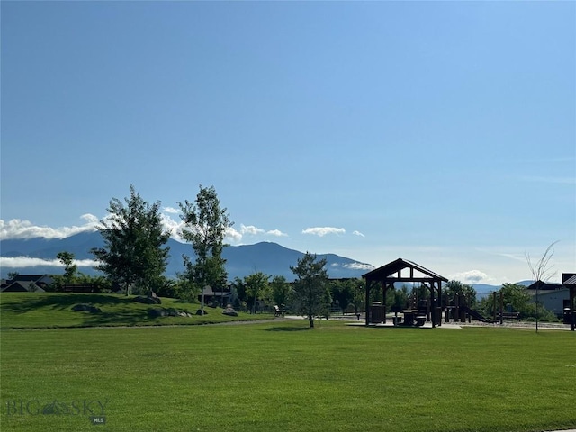 1792 Windrow Dr, Bozeman, MT 59718 - view of community featuring a gazebo, a lawn, and a mountain view