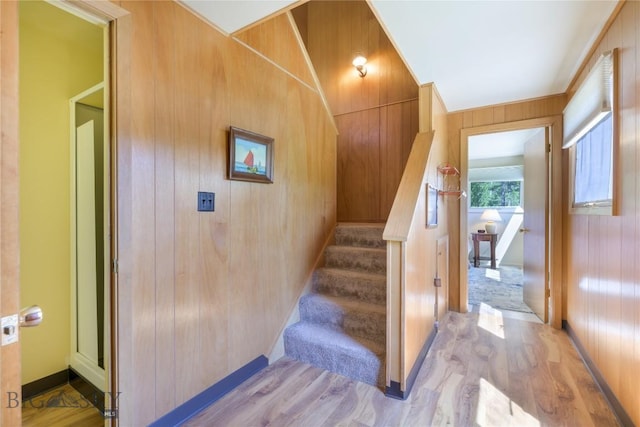100 Nez Perce Rd, Butte, MT 59701 - staircase with wood finished floors and wooden walls