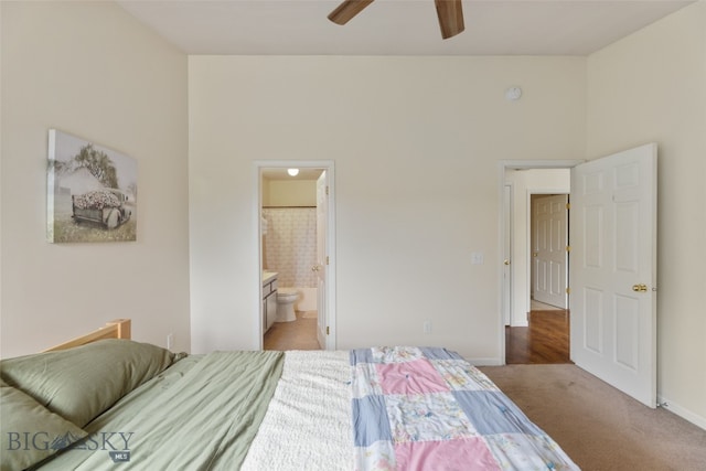 1002 E Northern Pacific Ave, Belgrade, MT 59714 - bedroom with carpet flooring, ensuite bath, and ceiling fan