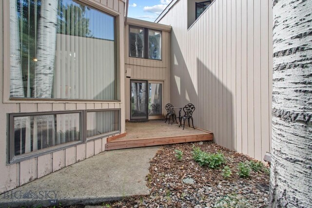 8A Gallatin Dr, Bozeman, MT 59718 - doorway to property featuring a wooden deck