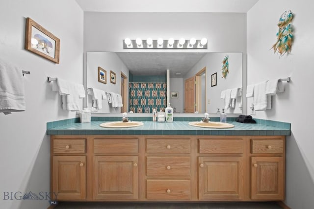 8A Gallatin Dr, Bozeman, MT 59718 - full bath with double vanity and a shower with curtain