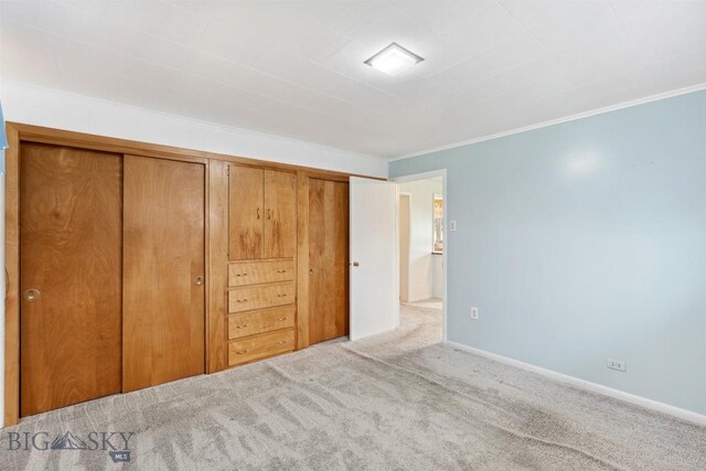 225 Mountain View Dr S, Anaconda, MT 59711 - unfurnished bedroom with ornamental molding, carpet, and a closet