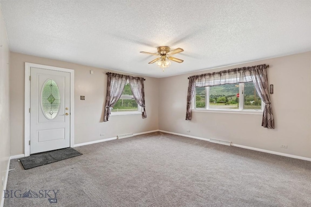 225 Mountain View Dr S, Anaconda, MT 59711 - carpeted entryway with healthy amount of natural light, a ceiling fan, and a textured ceiling