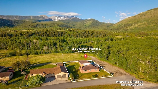 225 Mountain View Dr S, Anaconda, MT 59711 - view of property location with property boundaries highlighted and mountains