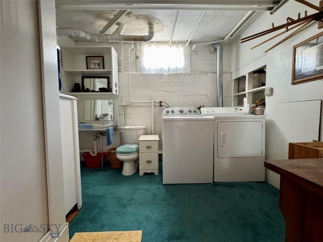 108 S 8th St, Livingston, MT 59047 - washroom featuring washer and dryer and carpet