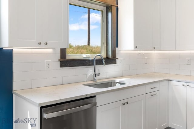 142 Albrey Trl Unit C, Bozeman, MT 59718 - kitchen with dishwasher, white cabinetry, decorative backsplash, and healthy amount of natural light