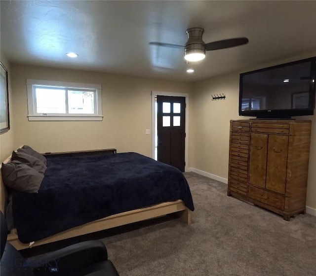 701 Barnett St, Dillon, MT 59725 - bedroom featuring carpet floors, ceiling fan, and recessed lighting