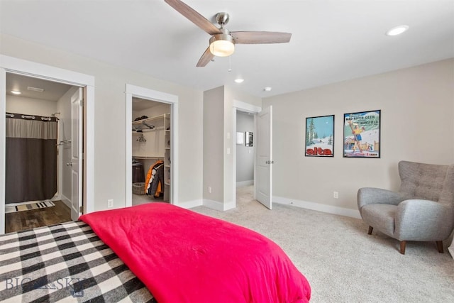 5197 Samantha Ln Unit B, Bozeman, MT 59718 - bedroom with recessed lighting, a spacious closet, ensuite bath, a closet, and a ceiling fan