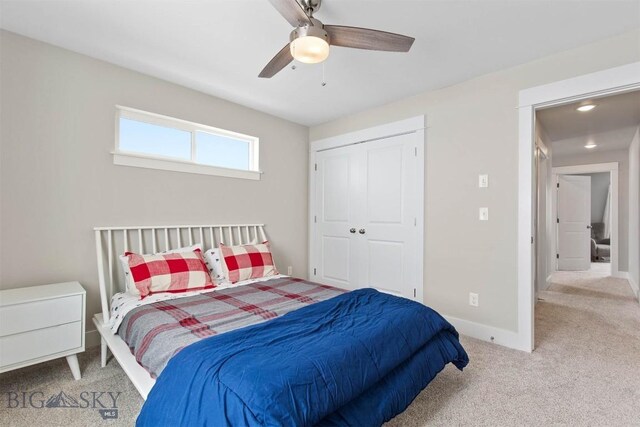 5197 Samantha Ln Unit B, Bozeman, MT 59718 - bedroom with carpet, a closet, and ceiling fan