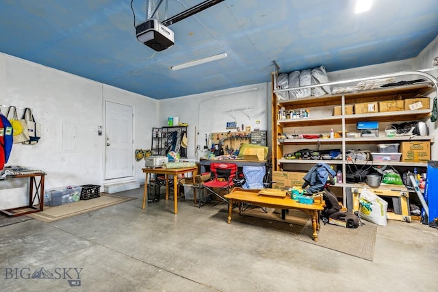 2801 W Villard St, Bozeman, MT 59718 - garage featuring a garage door opener and a workshop area
