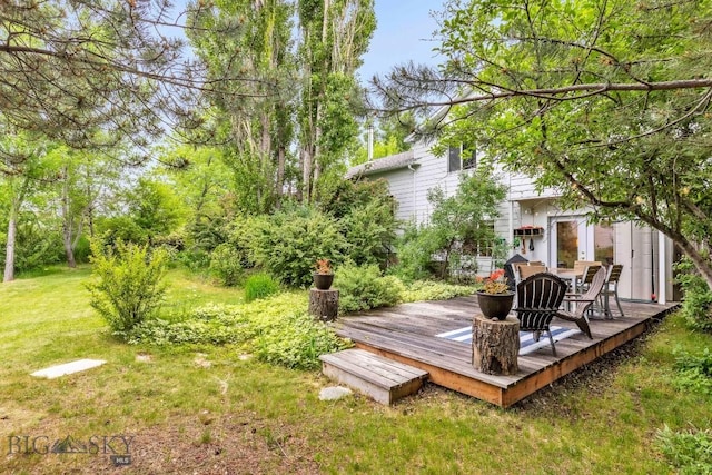 2801 W Villard St, Bozeman, MT 59718 - view of green lawn featuring a wooden deck