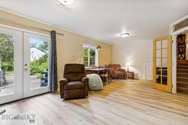 2801 W Villard St, Bozeman, MT 59718 - sitting room with french doors, wood finished floors, and stairs