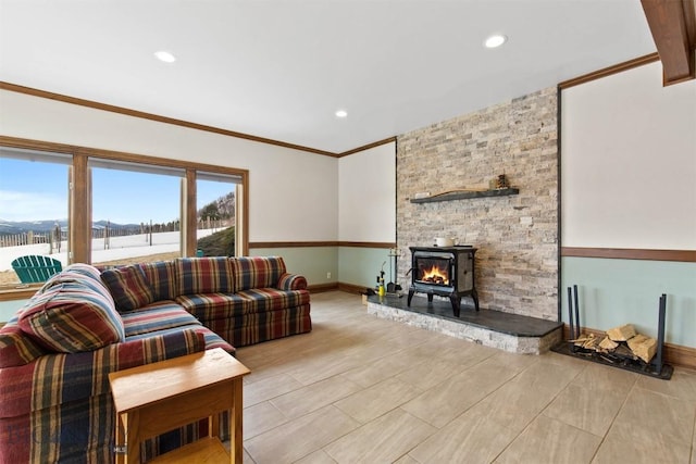 10423 Bridger Canyon Rd, Bozeman, MT 59715 - living area with ornamental molding and recessed lighting