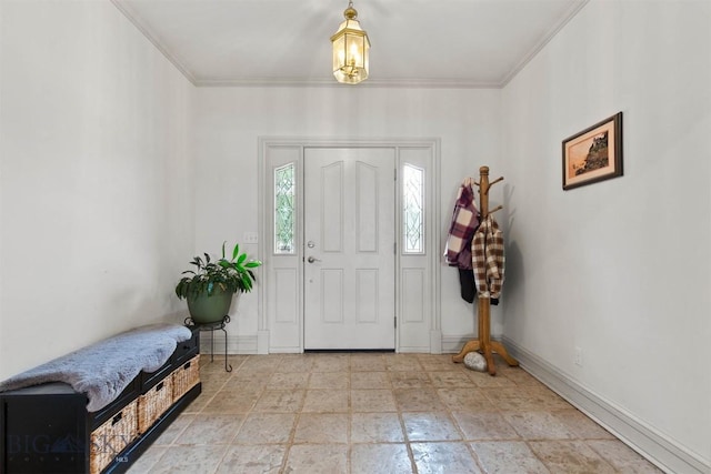 10423 Bridger Canyon Rd, Bozeman, MT 59715 - entryway featuring crown molding and light stone finish floors