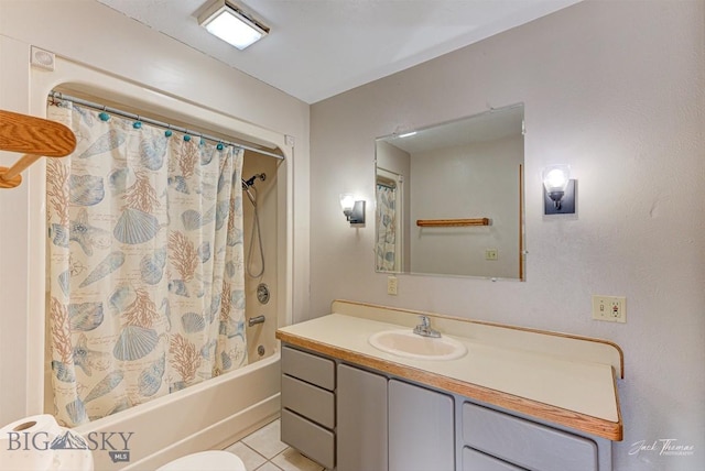 620 Higgins, Deer Lodge, MT 59722 - bathroom with vanity, shower / bath combination with curtain, and tile patterned flooring