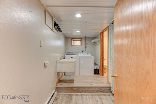 620 Higgins, Deer Lodge, MT 59722 - laundry room with independent washer and dryer, wood finished floors, and recessed lighting