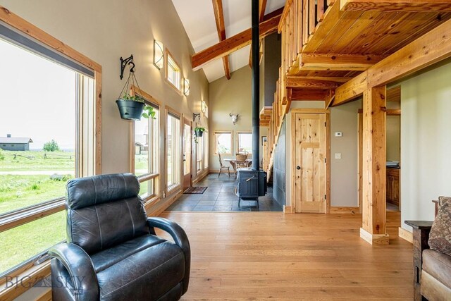 241 Aspen Loop Rd, West Yellowstone, MT 59758 - sunroom featuring a wood stove